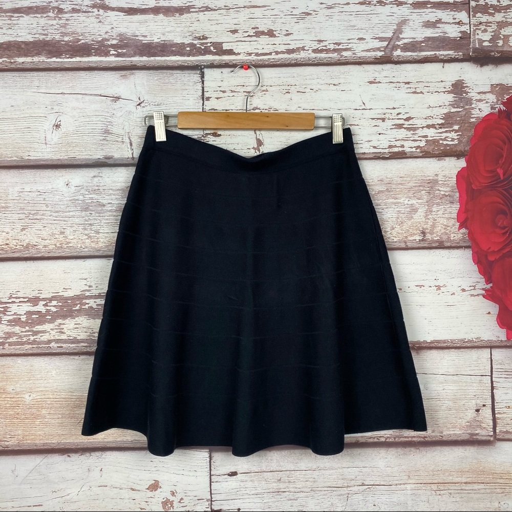 Max Studio Versatile Black Ribbed Circle Skirt - image 1